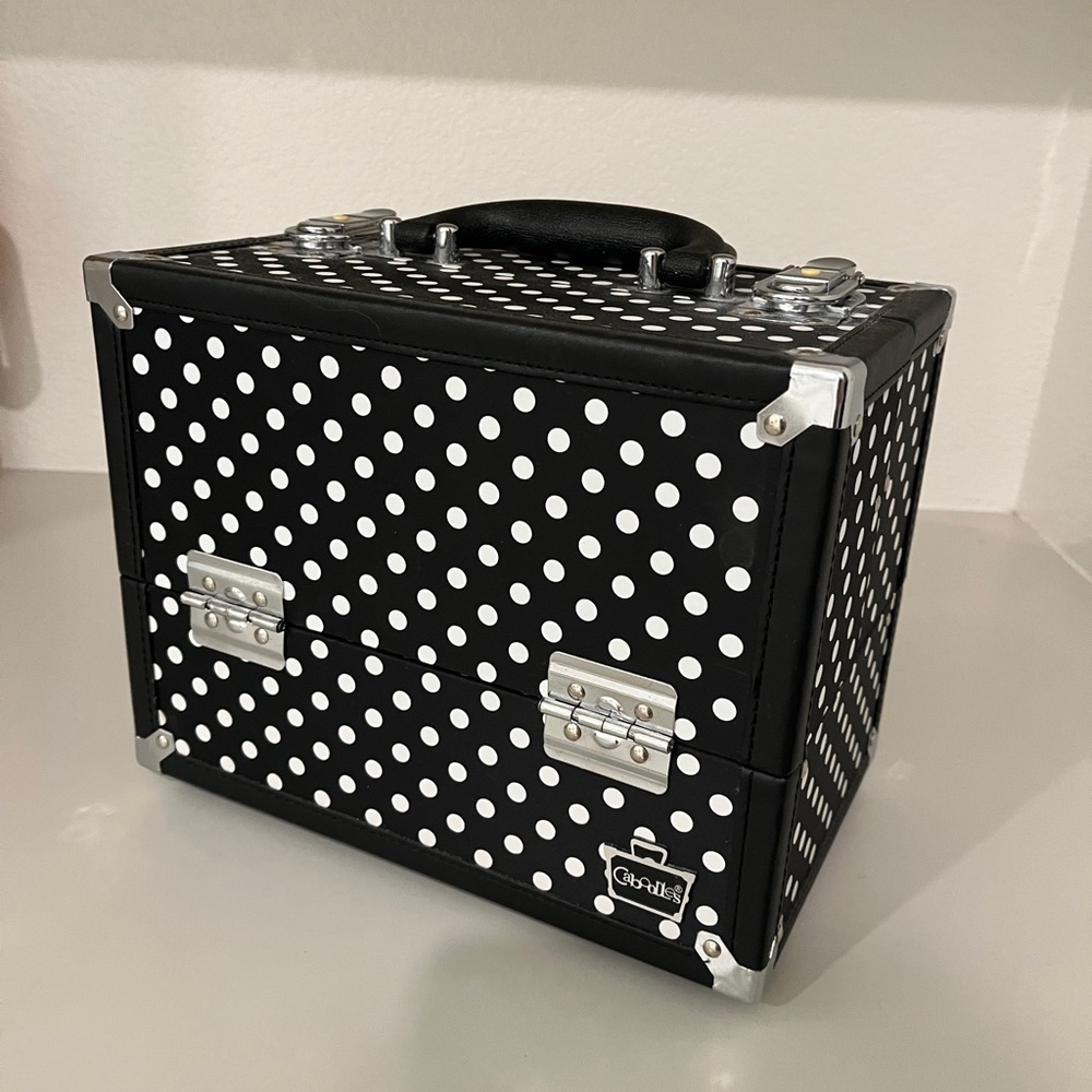 Caboodles Black and White Polka Dot Train Case